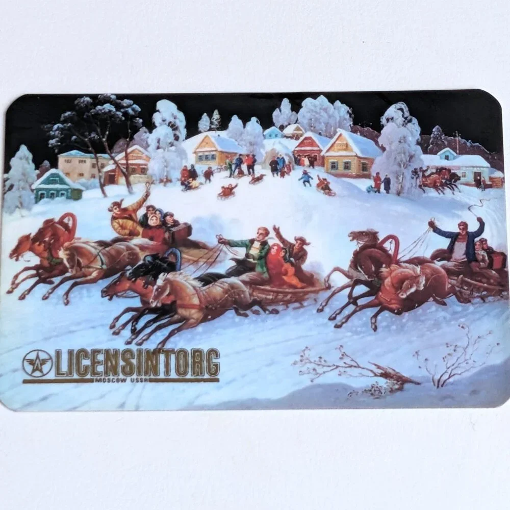 Vintage Russian Soviet USSR Pocket Calendar Licensintorg Winter Scene 1981
